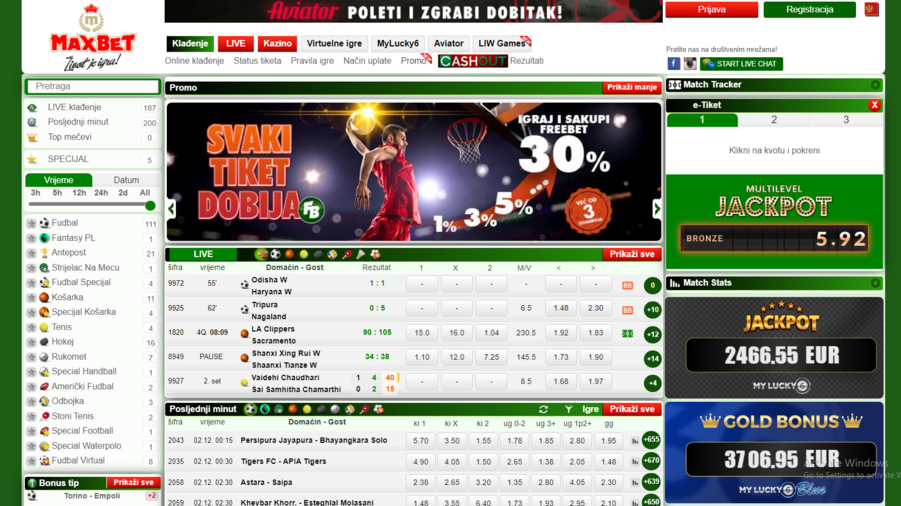 MaxBet Montenegro screenshot