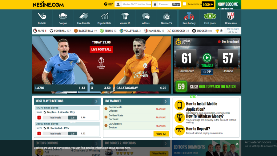 Nesine.com screenshot